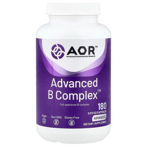 어드밴스드 어소모레큘러 리서치 AOR Advanced Orthomolecular Research AOR, Advanced B Complex™, 캡슐 180정