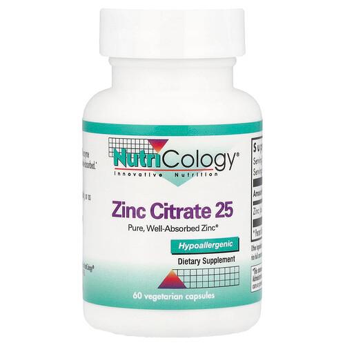 뉴트리콜로지 Nutricology, 아연 시트레이트 25, 60 채식주의 캡슐 상품 이미지