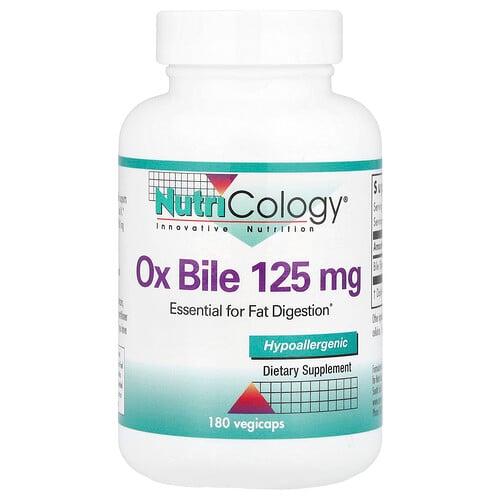 뉴트리콜로지 Nutricology, 황소 담즙, 125 mg, 180 식물성 캡슐