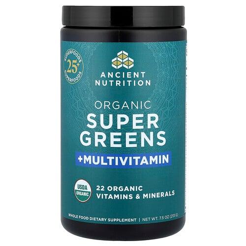 닥터 엑스/엔시언트 뉴트리션 Ancient Nutrition, 유기농 슈퍼 그린 + 종합비타민, 213g(7.5oz) 상품 이미지