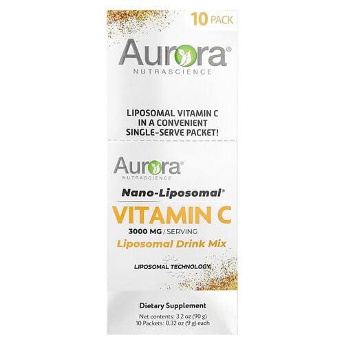 Aurora Nutrascience, Nano-Liposomal®, 비타민C, 리포소말 드링크 믹스, 10팩, 각 9g(0.32oz) 상품 이미지