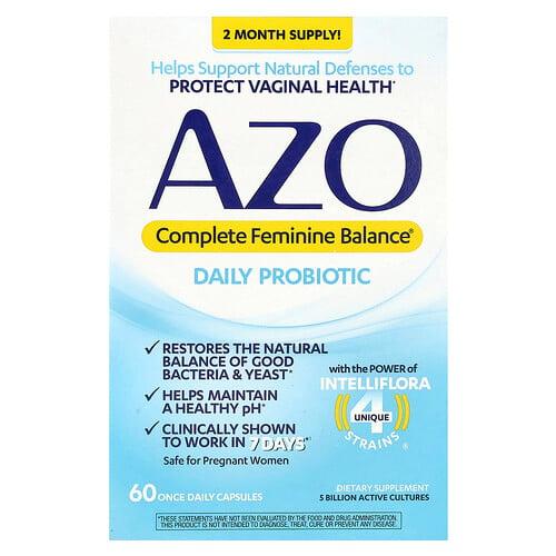 아조 AZO, 컴플리트 Feminine Balance®, 데일리 프로바이오틱, 캡슐 60정