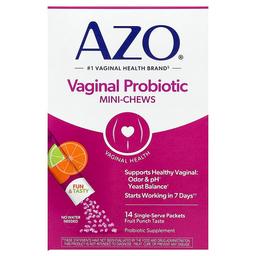 아조 AZO, 질 프로바이오틱 미니 츄, 과일 펀치, 1회분씩 팩 14개, 각 1.4g(0.049oz)