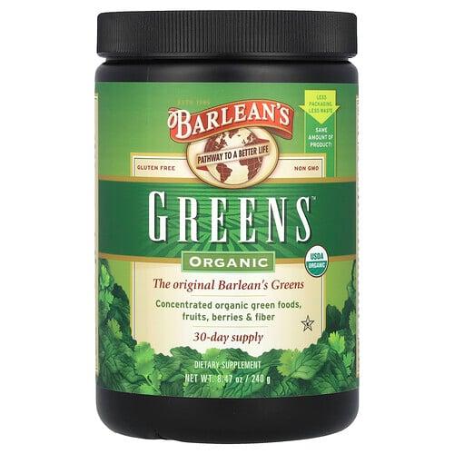 발린스 Barlean's, Organic Greens™, 240g(8.47oz)