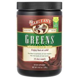 발린스 Barlean's, 녹색 채소, 분말 포뮬라, 초콜릿 실크, 270g(9.52oz)