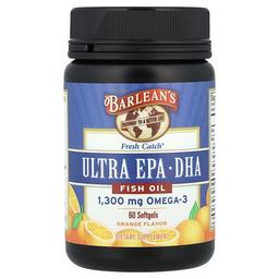 발린스 Barlean's, Fresh Catch®, 울트라 EPA/DHA 피쉬 오일, 오렌지, 소프트젤 60정(소프트젤 1정당 650mg)