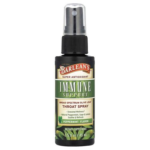 발린스 Barlean's, Immune Support, 브로드 스펙트럼 올리브 잎 인후 스프레이, 페퍼민트, 45ml(1.5fl oz)