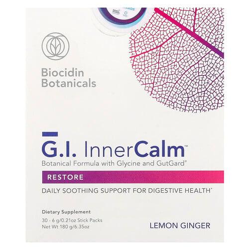 바이오시딘 보태니컬 Biocidin Botanicals, G.I. Inner Calm™, 레몬 생강, 스틱팩 30개, 각 6g(0.21oz) 상품 이미지