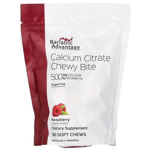 베리아트릭 어드밴티지 Bariatric Advantage, 구연산 칼슘 츄이 바이트, 설탕 무함유, 라즈베리 맛, 소프트 츄 90개