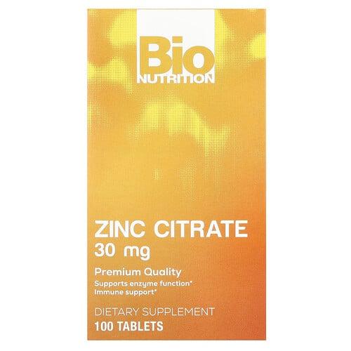 바이오 뉴트리션 Bio Nutrition, 징크시트레이트, 30mg, 100정