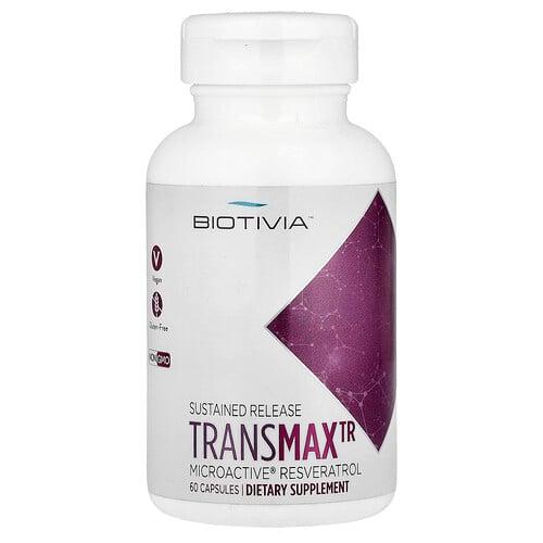 바이오티비아 Biotivia, Transmax TR, MicroActive® 레스베라트롤, 캡슐 60정(캡슐 1정당 500mg)