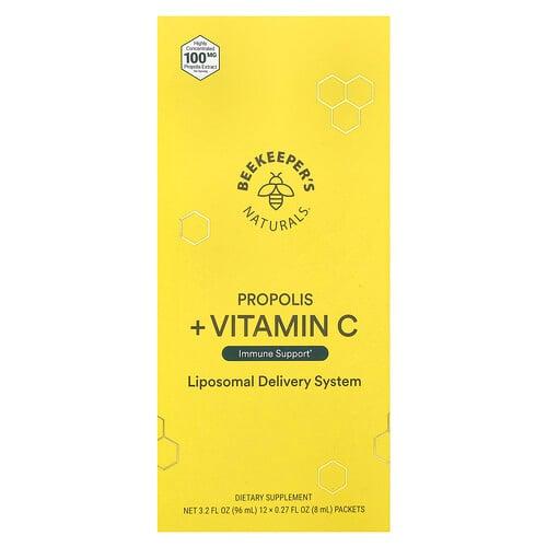 Beekeeper's Naturals, 프로폴리스 + 비타민C, 12팩, 각 8ml(0.27fl oz) 상품 이미지