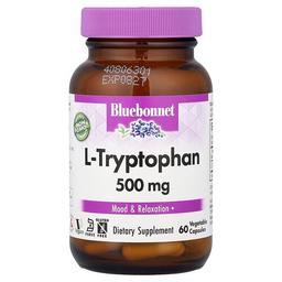 블루보넷 뉴트리션 Bluebonnet Nutrition, L-트립토판, 500mg, 베지 캡슐 60정