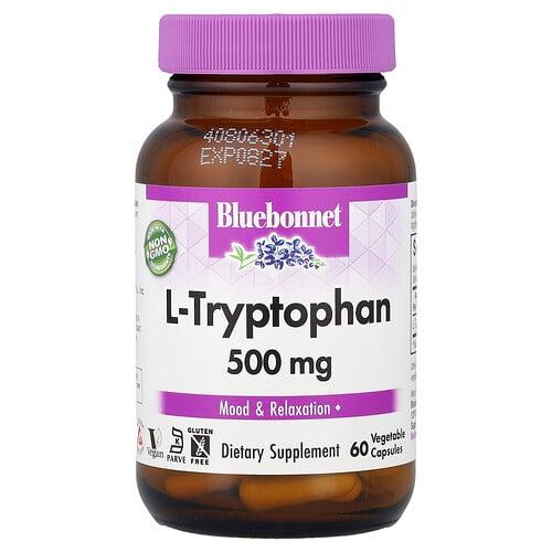 블루보넷 뉴트리션 Bluebonnet Nutrition, L-트립토판, 500mg, 베지 캡슐 60정