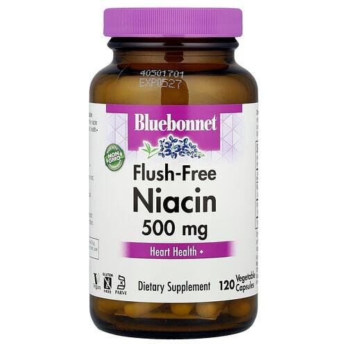 블루보넷 뉴트리션 Bluebonnet Nutrition, 홍조 없는 니아신, 500mg, 베지 캡슐 120정