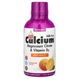 블루보넷 뉴트리션 Bluebonnet Nutrition, 액상 칼슘 시트르산 마그네슘 & 비타민D3, 천연 오렌지 맛, 472ml (16 fl oz)