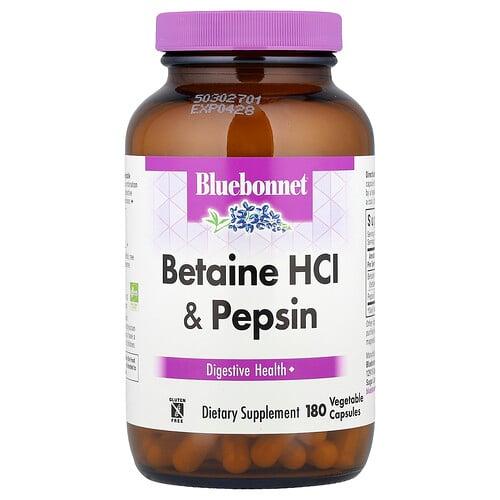 블루보넷 뉴트리션 Bluebonnet Nutrition, 베타인 HCL, 펩신 함유, 베지캡슐 180정