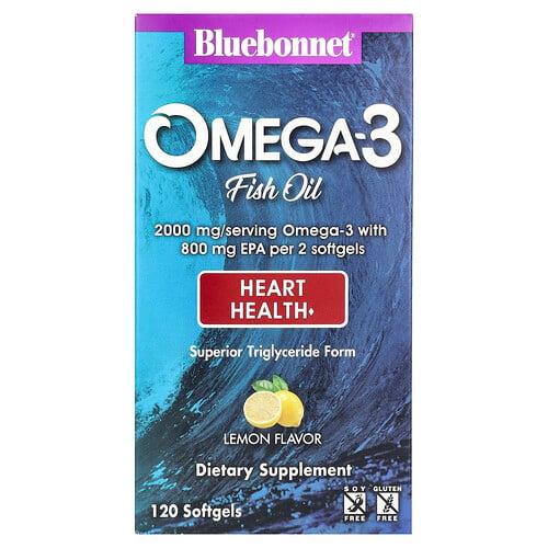 블루보넷 뉴트리션 Bluebonnet Nutrition, 오메가3 피쉬 오일, 심장 건강 증진, 레몬 맛, 소프트젤 120정(소프트젤 1정당 1,000mg) 상품 이미지