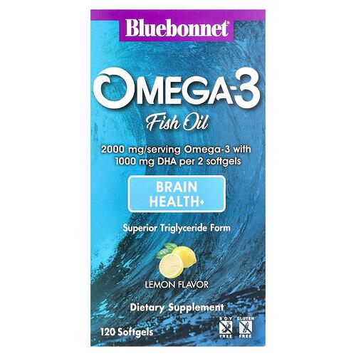 블루보넷 뉴트리션 Bluebonnet Nutrition, 오메가3 피쉬 오일, 레몬 맛, 소프트젤 120정 상품 이미지