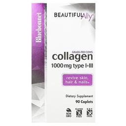 블루보넷 뉴트리션 Bluebonnet Nutrition, Beautiful Ally, 콜라겐 I+III형, 1,000mg, 90정