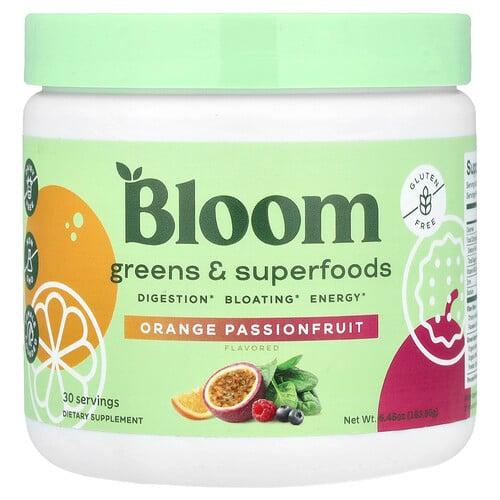 블룸 Bloom, 그린 & 슈퍼 푸드, 오렌지 패션프루트, 183.60g(6.45oz)