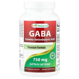 베스트 내추럴스 Best Naturals, GABA, 750mg, 베지 캡슐 180정