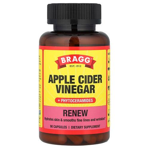 브레그 Bragg, Renew, 애플 사이다 식초 + 피토세라마이드, 캡슐 90정