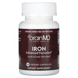 브레인MD BrainMD, 철분, 베지 캡슐 30정(캡슐 1정당 25mg)