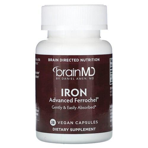 브레인MD BrainMD, 철분, 베지 캡슐 30정(캡슐 1정당 25mg)