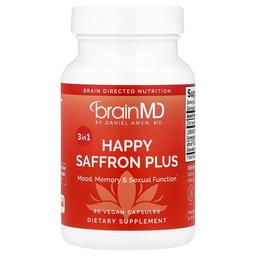 브레인MD BrainMD, 해피 사프란 플러스, 베지 캡슐 90정