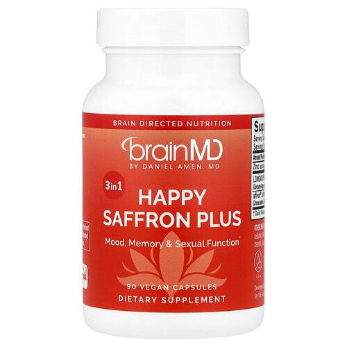 브레인MD BrainMD, 해피 사프란 플러스, 베지 캡슐 90정