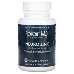 브레인MD BrainMD, 뉴로 징크(아연 비스글리시네이트 킬레이트), 25mg, 베지 캡슐 90정