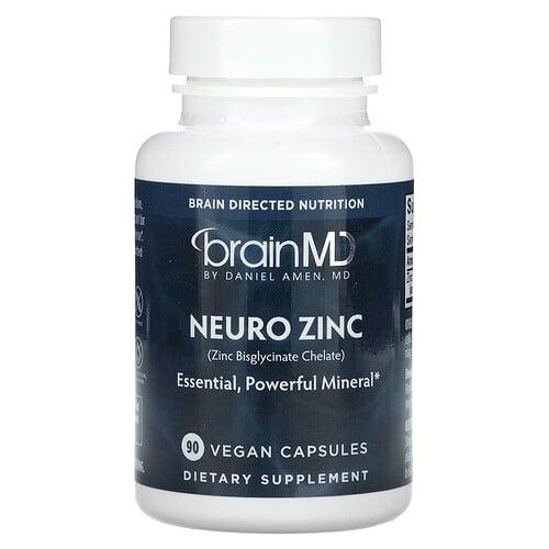 브레인MD BrainMD, 뉴로 징크(아연 비스글리시네이트 킬레이트), 25mg, 베지 캡슐 90정 상품 이미지