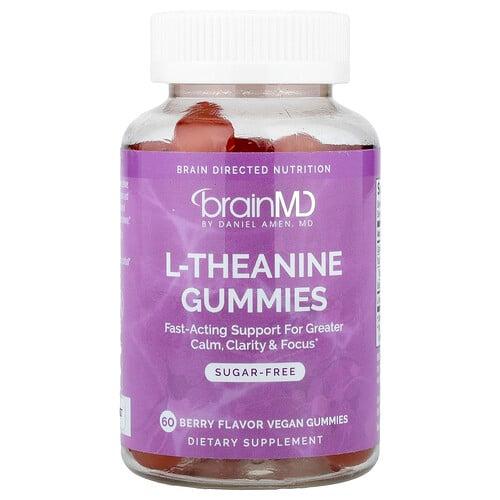 브레인MD BrainMD, l-테아닌 구미젤리, 베리, 비건 구미젤리 60개(구미젤리 1개당 100mg)