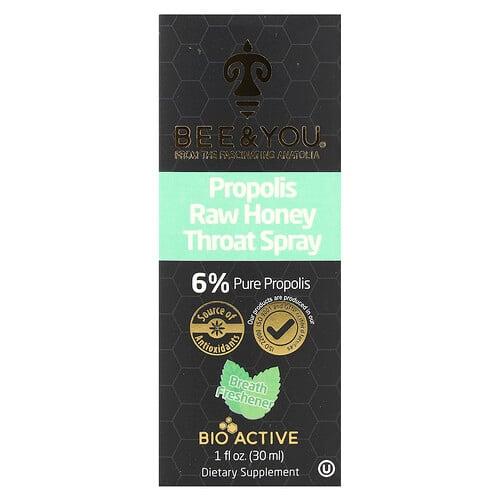 비앤유 Bee & You, 프로폴리스 무가공 허니 목 스프레이, 30ml(1fl oz)