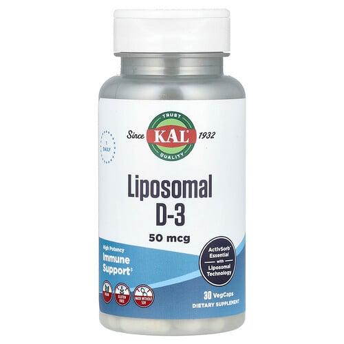KAL, 리포소말 D-3, 고효능, 50mcg, 베지 캡슐 30정