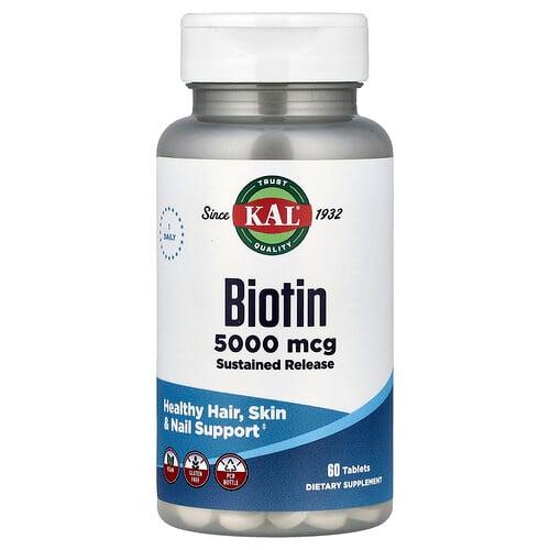 KAL, 비오틴, 서방형, 5,000mcg, 60정 상품 이미지