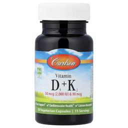 칼슨 Carlson, 비타민D3 + K2, 베지 캡슐 30정
