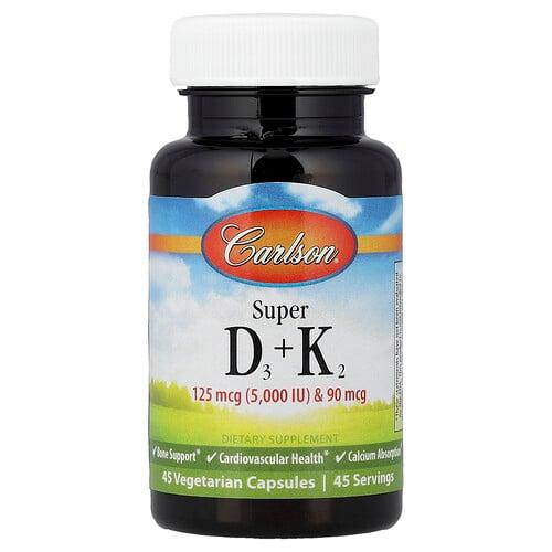 칼슨 Carlson, 슈퍼 D3 + K2, 베지 캡슐 45정