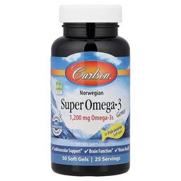 칼슨 Carlson, 노르웨이산, Super Omega-3 Gems®, 소프트젤 50정