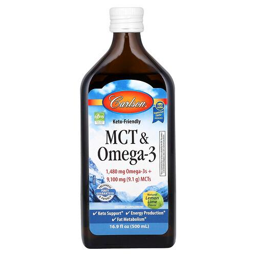 칼슨 Carlson, MCT 및 오메가-3, 천연 레몬 라임, 500ml(16.9fl oz) 상품 이미지
