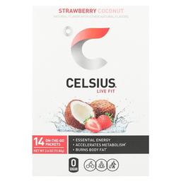 셀시어스 Celsius, 라이브 핏, 스트로베리 코코넛, 휴대용 14팩, 개당 5.2g(0.18oz)