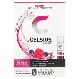 셀시어스 Celsius, 라이브 핏, 베리, 테이크아웃 팩 14개, 개당 5.11g(0.18oz)