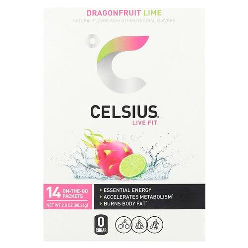 셀시어스 Celsius, 라이브 핏, 용과 라임, 휴대용 14팩, 각 5.74g(0.2oz)