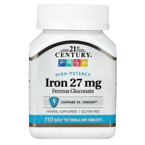 21 센츄리 21st Century, 고효능 철분, 27mg, 삼키기 쉬운 정제 110정 상품 이미지