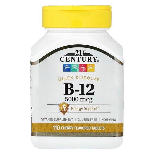 21 센츄리 21st Century, 비타민B-12, 체리, 5,000mcg, 설하 정제 110정