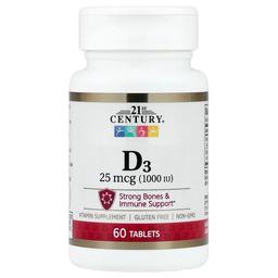 21 센츄리 21st Century, D3, 25mcg(1,000IU), 60정