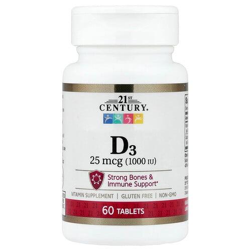 21 센츄리 21st Century, D3, 25mcg(1,000IU), 60정