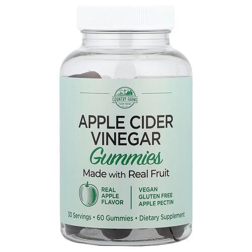 Country Farms, 사과 식초 구미젤리, 리얼 애플, 구미젤리 60개(구미젤리 1개당 250mg)