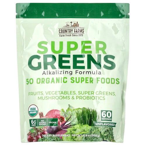Country Farms, 슈퍼 그린, 알칼리화 포뮬라, 무맛, 900g(31.8oz)